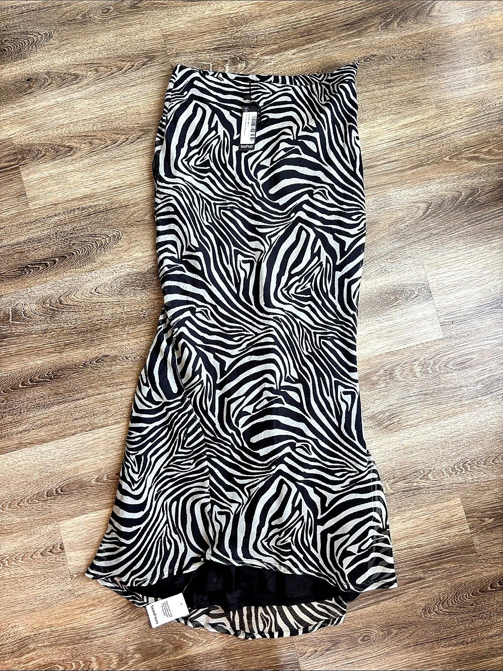 Boohoo Zebra Print Mesh Maxi Skirt